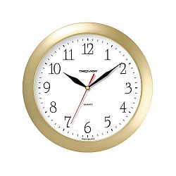 Nástenné hodiny s minerálnym sklom zlato - biela, pr. 29 cm