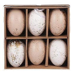 Sada umelých veľkonočných vajíčok zlato zdobených, sivo-biela, 6 ks​