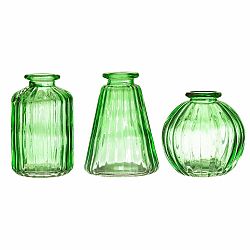 Sada 3 zelených sklenených váz Sass & Belle Bud