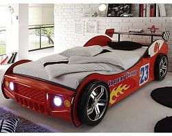 Detská pretekárska posteľ Energy 90x200 cm, červené auto s osvetlením%