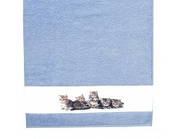 Detský uterák 50x100 cm, motív mačiatka, modrý%