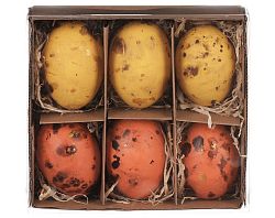 Veľkonočná dekorácia Vyfúknuté vajíčka, 6 ks, žltá/oranžová%